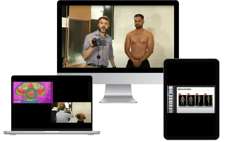 Mockup das videoaulas sobre Termografia em múltiplos dispositivos